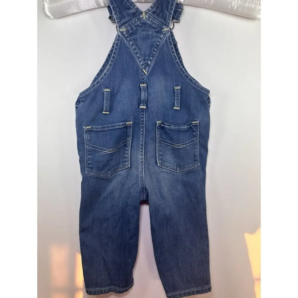 Baby Gap 1969 Denim Overalls 12-18 Months Blue Snap Leg Adjustable Straps